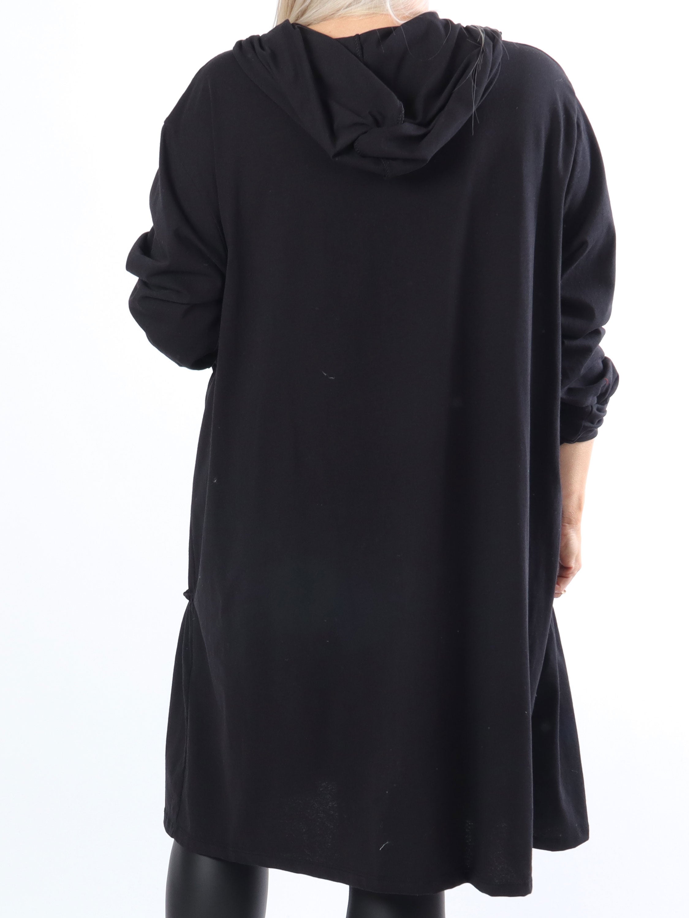 Adona - Plus size joggingkjole med lynlås og hætte